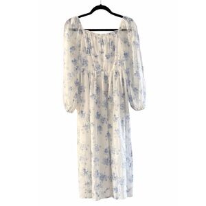 Floral Blue and White Dress